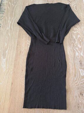 Womens Express black sweater knit dress bat wing midi length size large